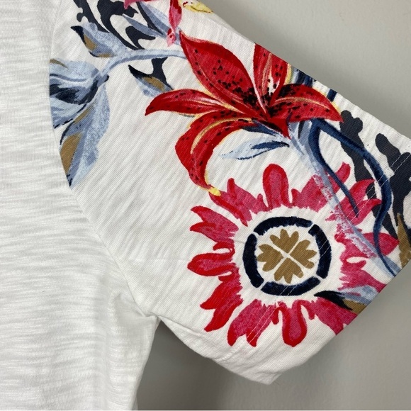 Floral Scoop Neck Tee Chico's Sz 4 20/22 - Picture 7 of 13